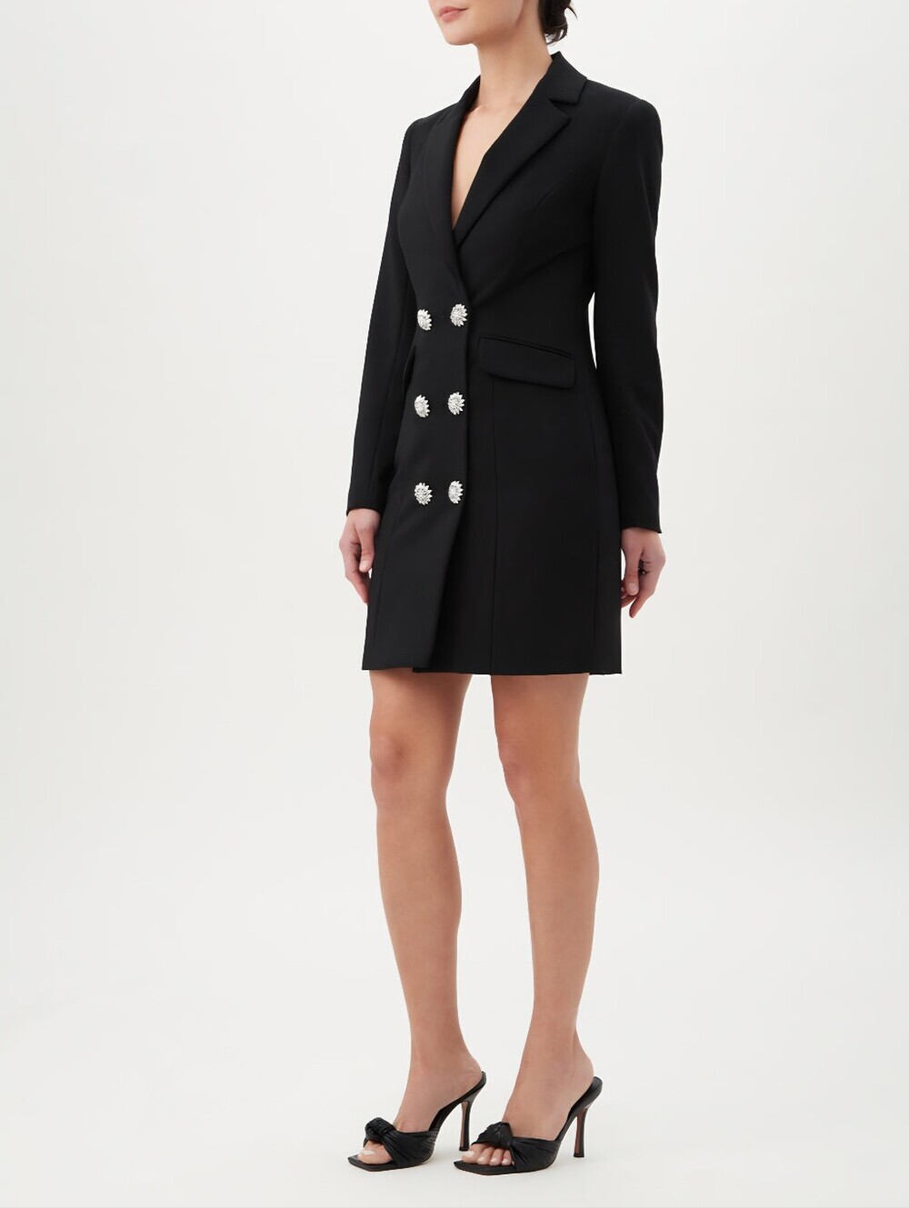 SHOP17  Black Double-Breasted Blazer Dress